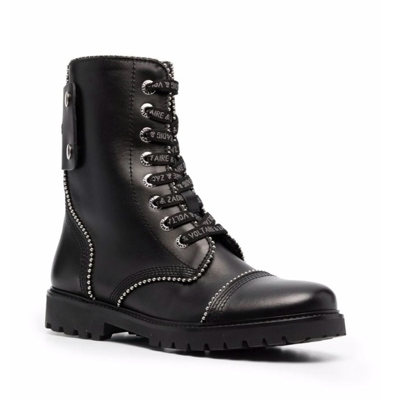 {Zadig & Voltaire} Women's Joe Round Toe Smooth Low-Heel Combat Boots - Picture 16 of 16